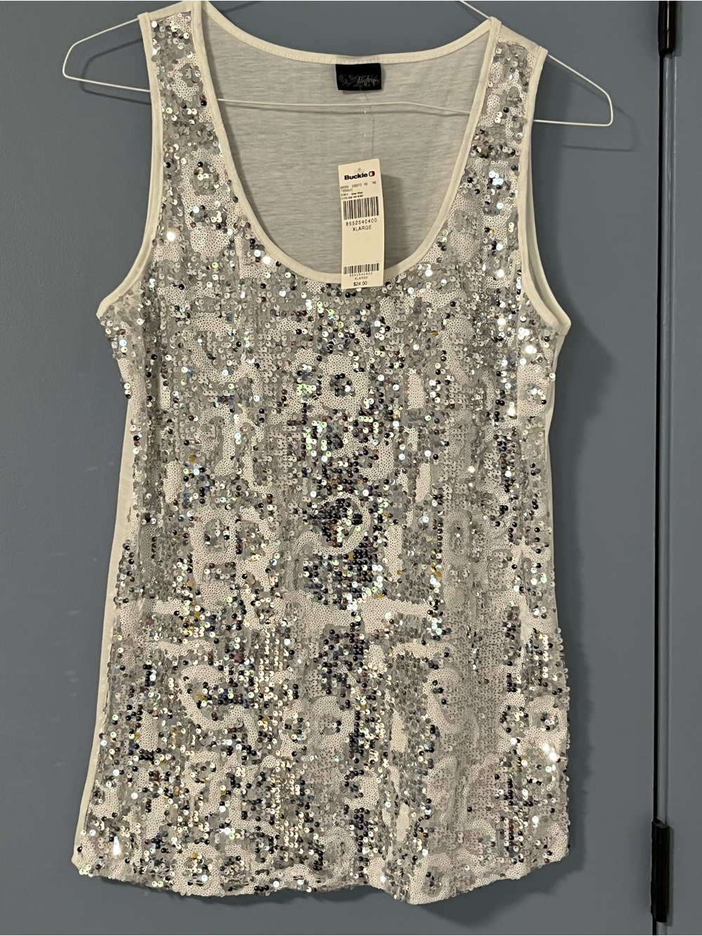 NWT Buckle White Sequin Tank Top Size XL